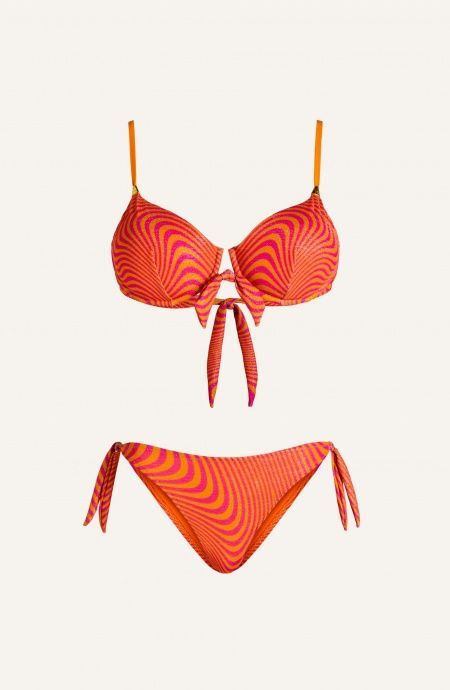 Pin Up Stars Bikini Balconcino Con Ferretto Lurex Stampa Optical