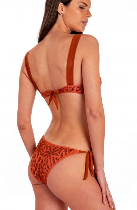 Pin Up Stars Bikini Balconcino Con Ferretto Slip Fiocchi Maculato Lurex