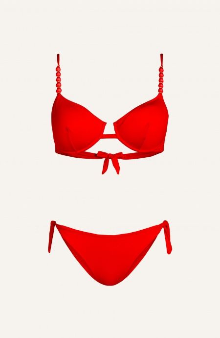 Pin Up Stars Bikini Balconcino Con Ferretto Slip Fiocchi Tinta Unita