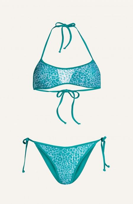 Pin Up Stars Bikini Brassiere Imbottita Slip Fiocchi Micro Paillettes Animalier