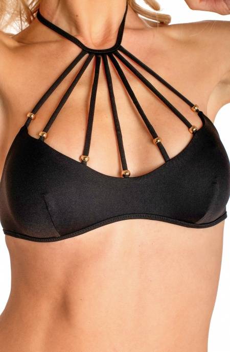 Pin Up Stars BIKINI BRASSIERE RAGGIO CON PERLE TINTA UNITA