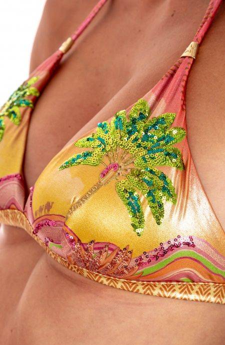 Pin Up Stars Bikini Brassiere Slip Lady Stampa Ricamo Paillettes Dune