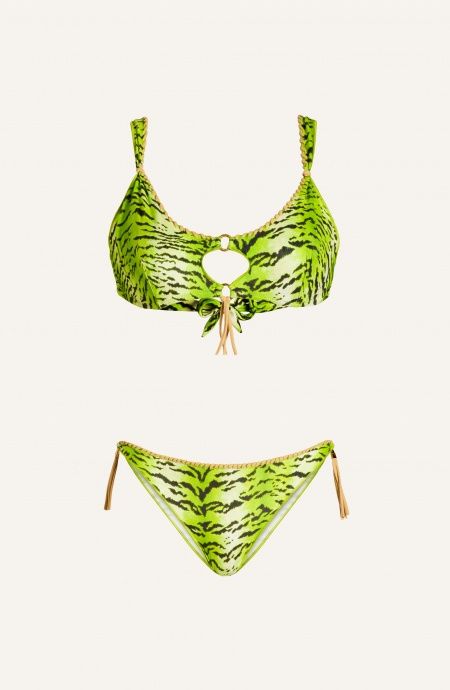 Pin Up Stars Bikini Brassiere Stampa Tigre Ricamo Punto Cavallo