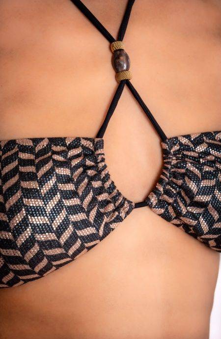 Pin Up Stars BIKINI FASCIA IMBOTTITA LAMÈ CON ACCESSORI E BORCHIE STAMPA SPIGHETTA