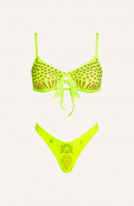 Pin Up Stars Bikini Fascia Tulle Stampa Ananas Lurex