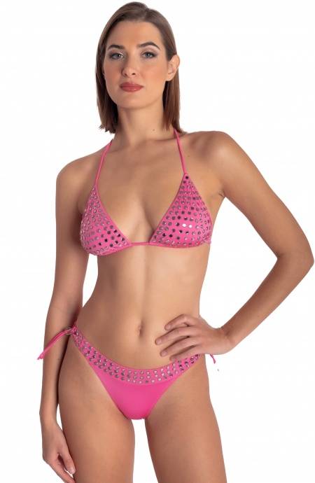 Pin Up Stars BIKINI TRIANGOLO IMBOTTITO CON CRISTALLI SPECCHIETTI