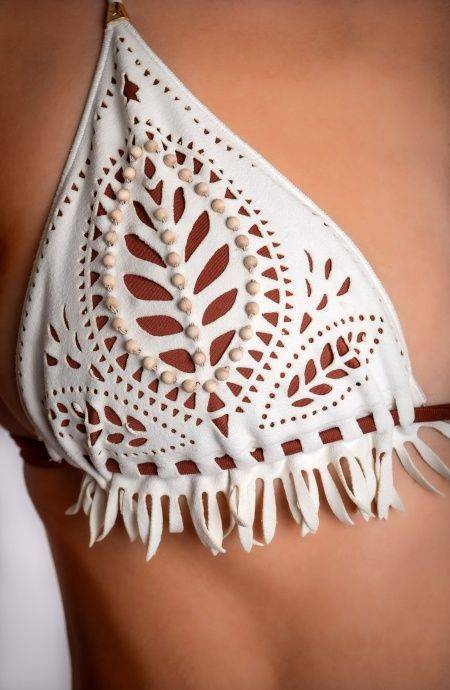 Pin Up Stars BIKINI TRIANGOLO IMBOTTITO CON LAVORAZIONE LASER E RICAMO PERLINE