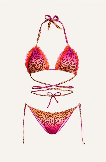 Pin Up Stars Bikini Triangolo Imbottito Con Rouge in Lycra Stampa Macula