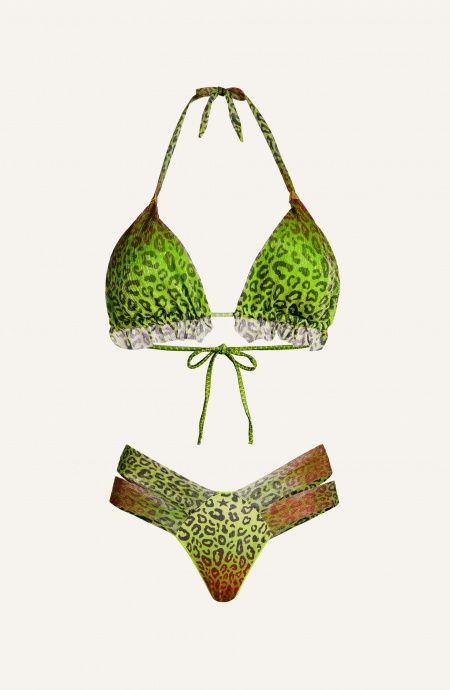 Pin Up Stars Bikini Triangolo Imbottito Crepon Lamè Stampa Macula