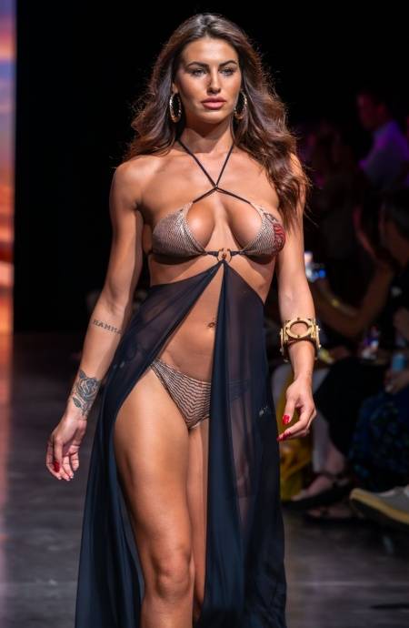 Pin Up Stars BIKINI TRIANGOLO IMBOTTITO LAMÈ CON ACCESSORIO STAMPA TIGER SUN