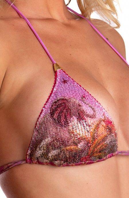 Pin Up Stars Bikini Triangolo Imbottito Palm Paradise Piquet Lurex E Paillettes