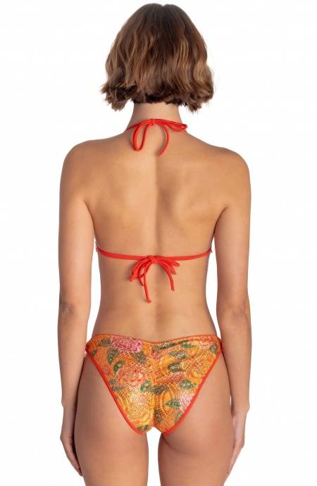 Pin Up Stars BIKINI TRIANGOLO IMBOTTITO PIZZO MACRAMÈ STAMPA FLOWER BIRD