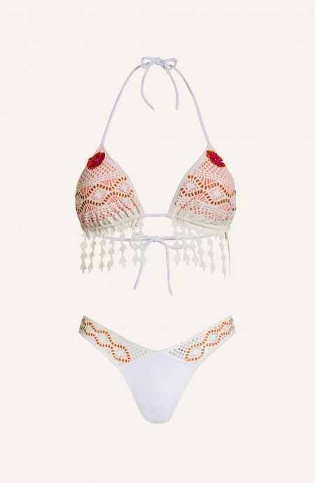 Pin Up Stars Bikini Triangolo Imbottito Ricamo Fiori Laser