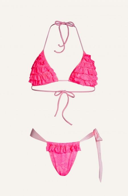 Pin Up Stars Bikini Triangolo Imbottito Slip Culotte Small Rouches Pizzo