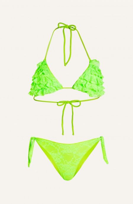 Pin Up Stars Bikini Triangolo Imbottito Slip Fiocchi Rouches Pizzo