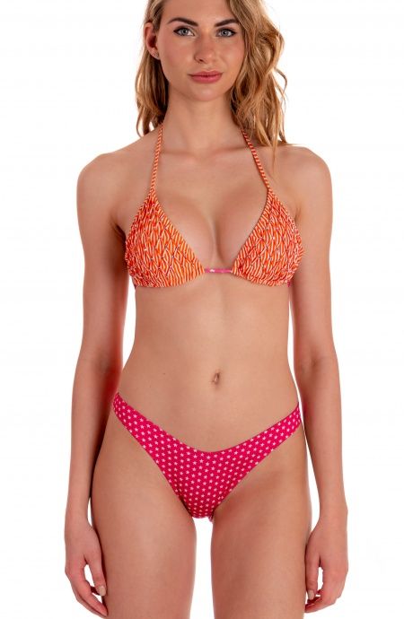 Pin Up Stars Bikini Triangolo Imbottito Slip Sgambato Goffrato Stelle e Strisce