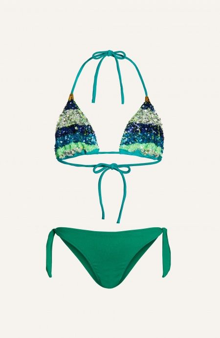 Pin Up Stars Bikini Triangolo Riga Paillettes Slip Fiocchi Baby