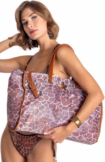 Pin Up Stars BORSA GRANDE PAILLETTES STAMPA GIRAFFA
