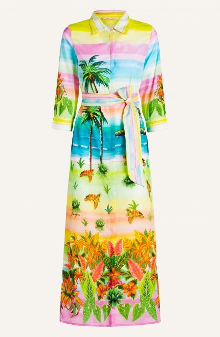 Pin Up Stars Chemisier Mussola Di Cotone Stampa Hawaii