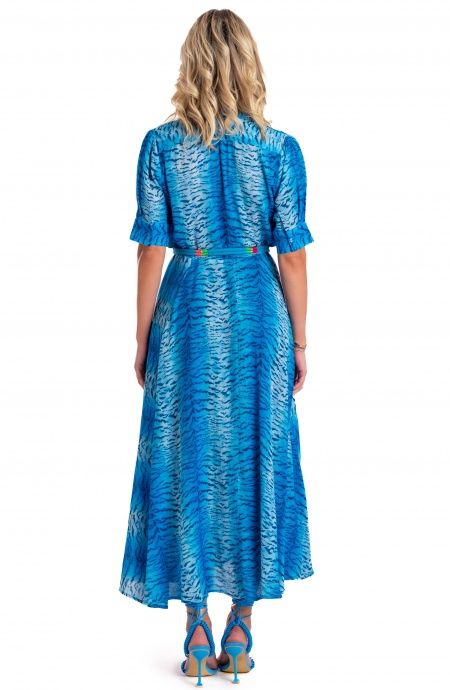 Pin Up Stars Chemisier Mussola Di Viscosa Con Cintura Stampa Tigre