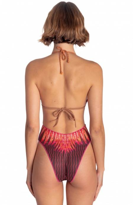 Pin Up Stars COSTUME DA BAGNO INTERO CUT-OUT CON BORCHIE STAMPA WINGS