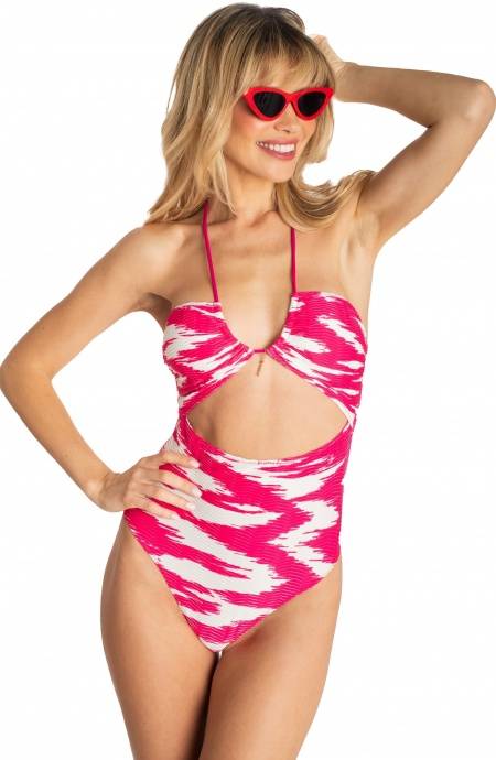 Pin Up Stars COSTUME DA BAGNO INTERO FASCIA CON CIONDOLO STAMPA NUVOLA