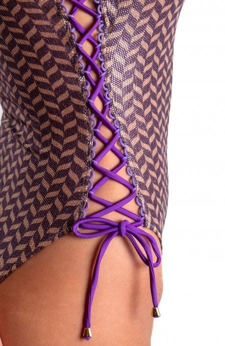 Pin Up Stars COSTUME DA BAGNO INTERO FASCIA LAMÈ STAMPA SPIGHETTA