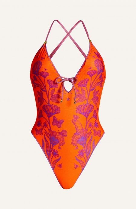 Pin Up Stars Costume Intero Rete Nido D'Ape Stampa Principe Azzurro