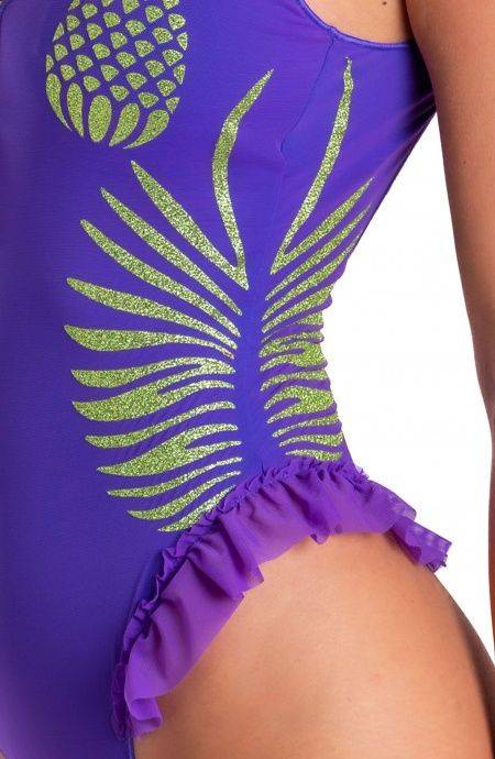 Pin Up Stars Costume Intero Tulle Stampa Ananas Lurex