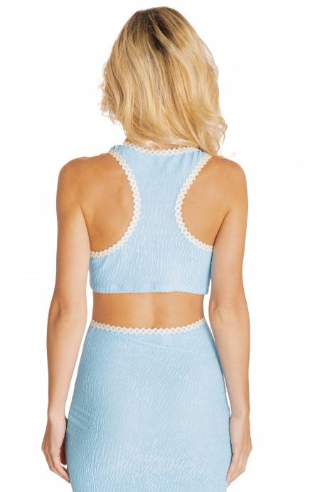 Pin Up Stars CROP TOP GOFFRATO CON PASSAMANERIA TINTA UNITA