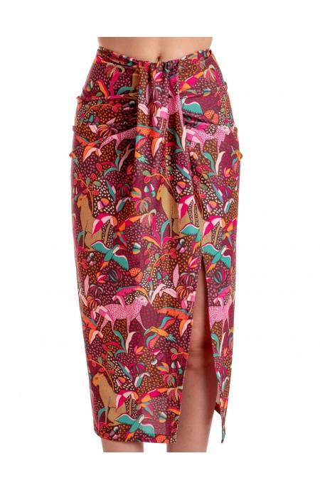 Pin Up Stars GONNA LONGUETTE CON SPACCO STAMPA TROPICAL