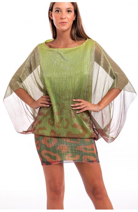 Pin Up Stars Mini Abito Crepon Lamè Stampa Macula Degradé