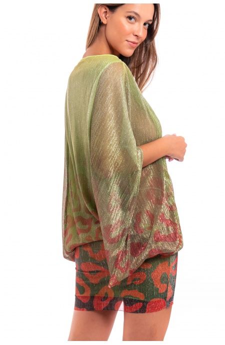 Pin Up Stars Mini Abito Crepon Lamè Stampa Macula Degradé