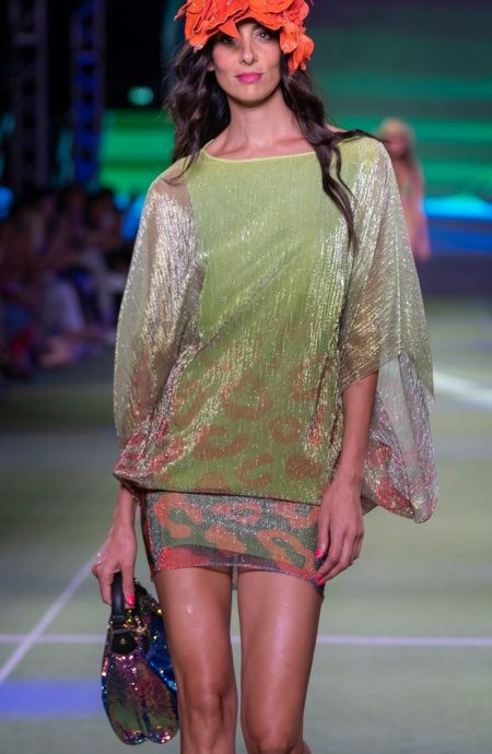 Pin Up Stars Mini Abito Crepon Lamè Stampa Macula Degradé