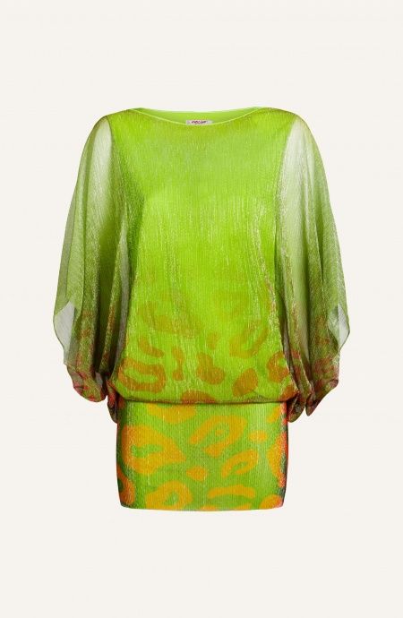 Pin Up Stars Mini Abito Crepon Lamè Stampa Macula Degradé