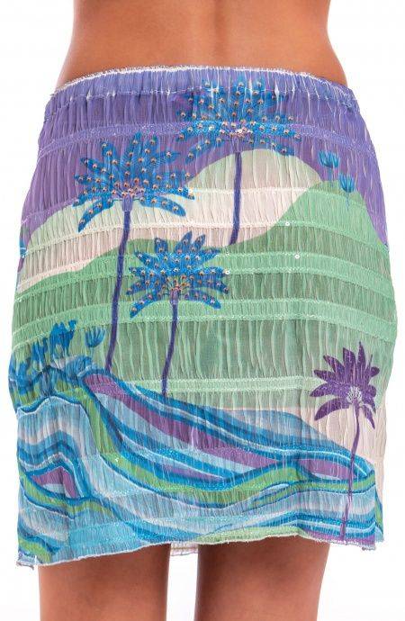 Pin Up Stars Mini Gonna Goffrata Con Spacchi Stampa Dune