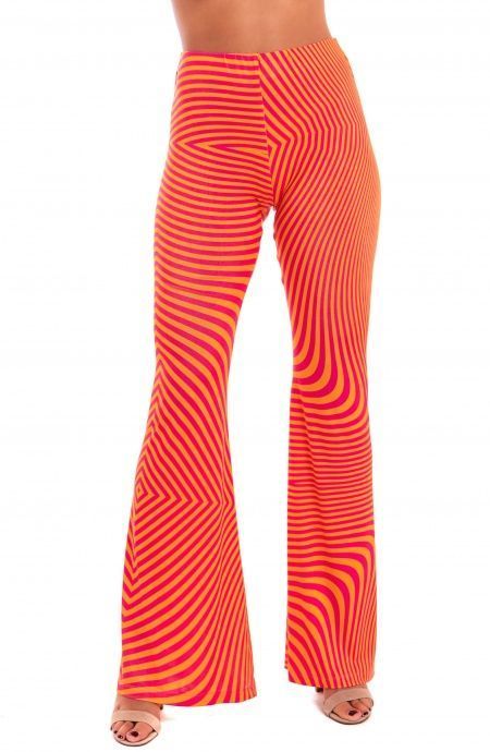 Pin Up Stars Pantalone A Zampa Jersey Stampa Optical