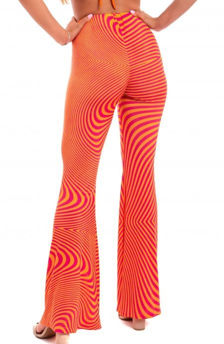 Pin Up Stars Pantalone A Zampa Jersey Stampa Optical