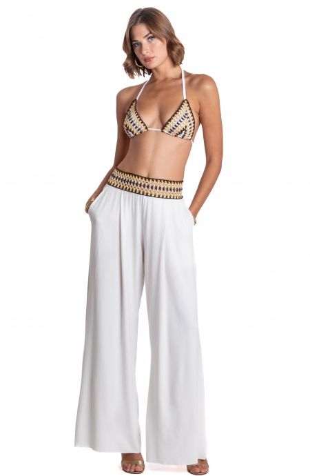 Pin Up Stars PANTALONE PALAZZO CON PASSAMANERIA CROCHET