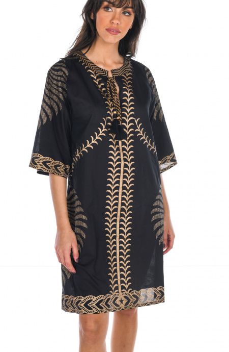 Pin Up Stars Abito "A" Cotone Foglia Oro