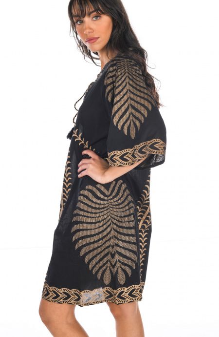 Pin Up Stars Abito "A" Cotone Foglia Oro