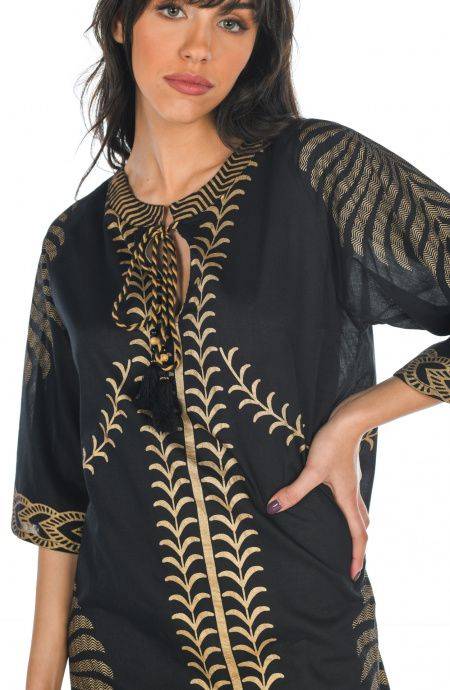 Pin Up Stars Abito "A" Cotone Foglia Oro