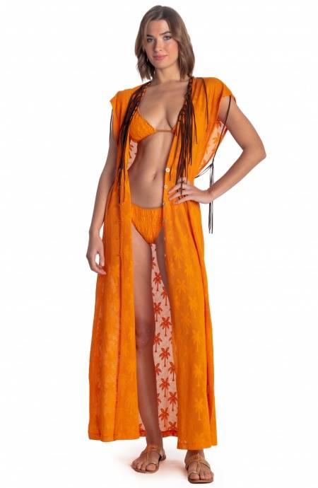 Pin Up Stars ABITO GILET LUNGO RICAMO PALME