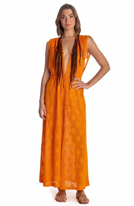 Pin Up Stars ABITO GILET LUNGO RICAMO PALME Pin Up Stars ABITO GILET LUNGO RICAMO PALME