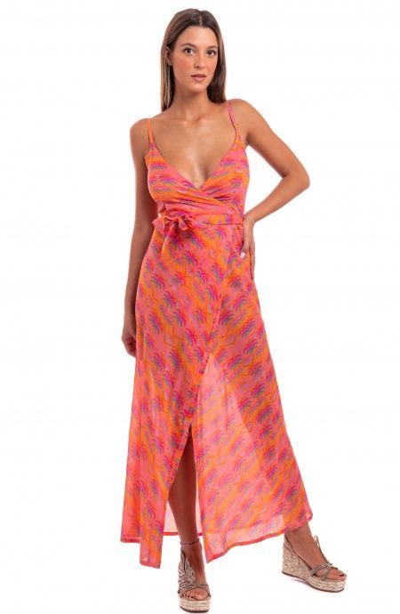 Pin Up Stars Abito Incrociato Cotone Stampa Palmié