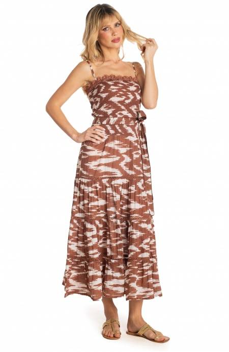 Pin Up Stars ABITO LUNGO CON CINTURA STAMPA NUVOLA