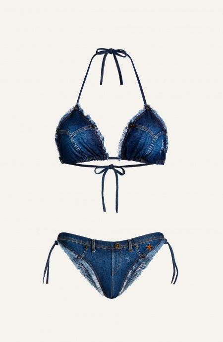 Pin Up Stars Bikini Triangolo Imbottito Denim
