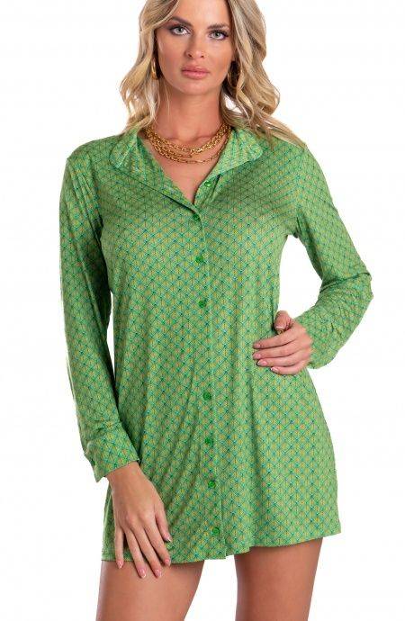 Pin Up Stars Chemisier In Jersey Stampa Squame