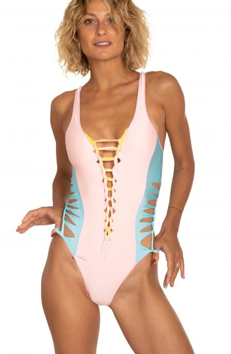 Pin Up Stars Costume Intero Double Cut Tinta Unita