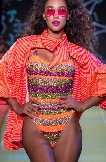 Pin Up Stars Costume Intero Riga Paillettes